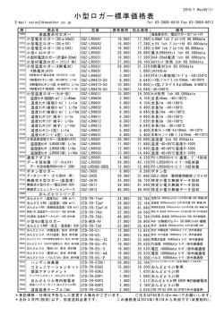 小型ロガー標準価格表