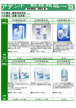 中分類名： 小分類名： 器具用洗浄材 防錆・洗浄剤