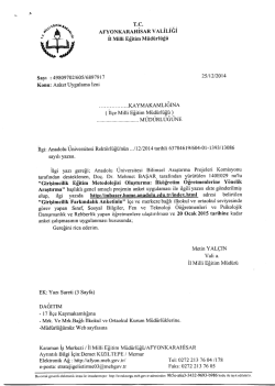 M&uuml;d&uuml;rl&uuml;ğ&uuml;m&uuml;z&uuml;n konu ile ilgili 25/12/2014 tarih ve 6897917 sayılı