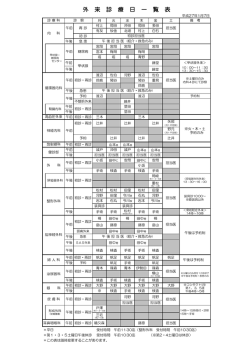 外来診療一覧表更新しました