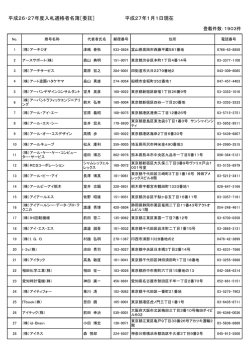 平成26・27年度入札適格者名簿［委託］ 平成27年1月1日現在