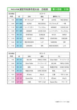 浦安市秋季市民大会 日程表 第 3 日目 1/18