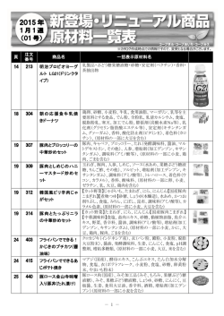 1月1週1号新登場・リニューアル商品原材料
