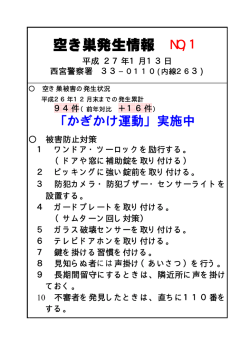 空き巣発生情報 NO,1