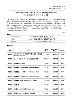 PlayStation? Storeでｽﾊﾟｲｸ･ﾁｭﾝｿﾌﾄ ｳｨﾝﾀｰｾｰﾙ開催！！