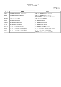 人事異動[部長以上]について （2015年1月1日付け）