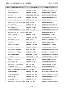 松阪市 入札（見積）参加資格者一覧 【県外業者】 平成27年1月1日時点 1