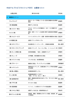 中央アルプスビジネスフェア2015 出展者リスト