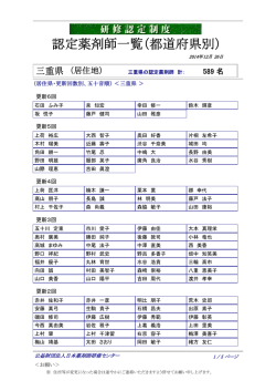 認定薬剤師一覧（都道府県別）
