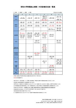 初診・専門外来担当医一覧表の一括ダウンロード（2015年1月