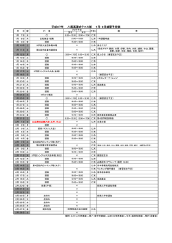 平成27年 八尾高硬式テニス部 1月・2月練習予定表