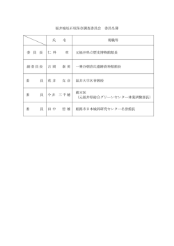 福井城址石垣保存調査委員会 委員名簿 氏 名 現職等 委 員 長