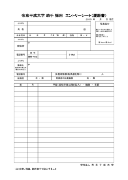 帝京平成大学 助手 採用 エントリーシート（履歴書）