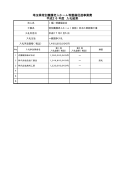 埼玉県特別養護老人ホーム等整備促進事業費 平成26年度 入札結果