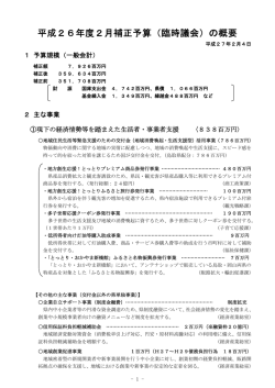 平成26年度2月補正予算（臨時議会）の概要