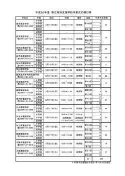 平成26年度 県立特別支援学校卒業式の期日等