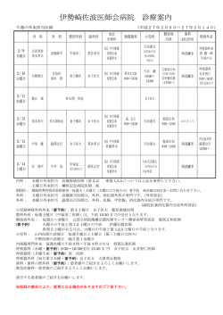 診療時間・週間外来担当医師のご案内