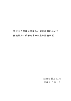 平成25年度に実施した個別指導において 保険薬局に改善を求めた主な