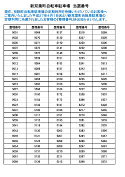 新双葉町自転車駐車場 当選番号