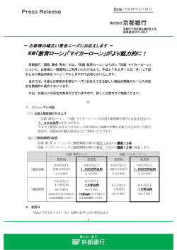 京銀「教育ローン」「マイカーローン」がより魅力的に！