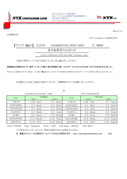 LEO PCR008S投入船変更 - NYK Container Line