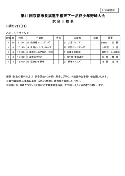 3月22日 - 全京都少年野球振興会 天下一品杯