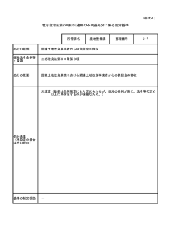 地方自治法第250条の2適用の不利益処分に係る処分基準