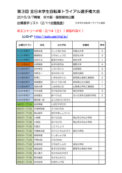 エントリーリスト（2/11現在）