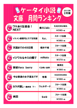 『ケータイ小説売り上げランキング』のダウンロード（PDFデータ）