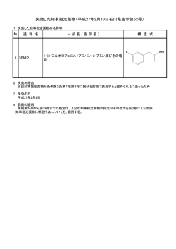 失効した知事指定薬物（平成27年2月10日石川県告示第52号）