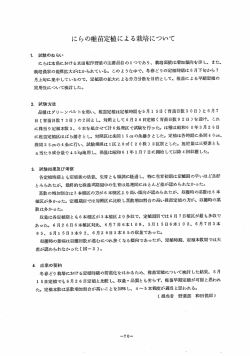 にらの稚苗定植による栽培について