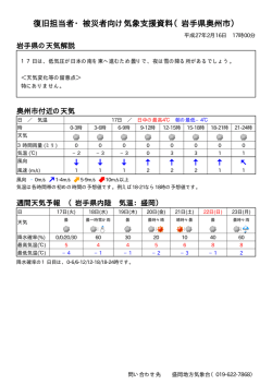 復旧担当者・被災者向け気象支援資料（岩手県奥州市）