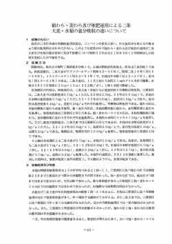 稲わら・麦わら及び堆肥連用による二条大麦・水稲の養分吸収の違い