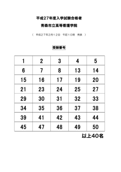 平成27年度入学試験合格者（PDF：66KB）