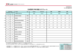 北米西岸（PNW）輸入スケジュール