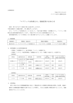 「マブリック水和剤20」登録変更のお知らせ