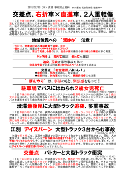 交差点、右折車&times;直進車、2人重軽傷
