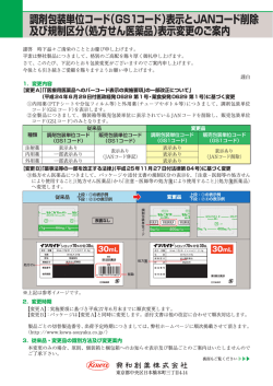 表示とJANコード削除 及び規制区分（処方せん医薬品）