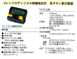 4レンジのディジタル絶縁抵抗計 見やすい表示画面 MY40