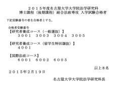 （後期課程）総合法政専攻 入学試験合格者