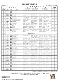 2月分給食予定献立表 - さいたま市立大谷口小学校