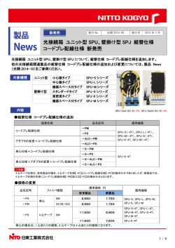 光接続箱 ユニット型 SPU、壁掛け型 SPJ 組替仕様 コードプレ配線仕様