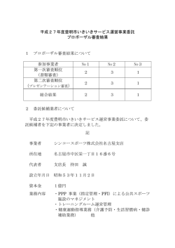 いきいきサービス運営委託事業 プロポーザル審査結果について