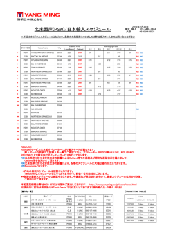 北米西岸(PSW)/日本輸入スケジュ－ル