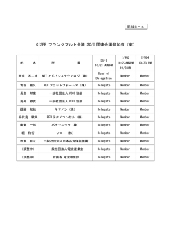資料5－4 CISPRフランクフルト会議SC/I関連会議参加者（案）