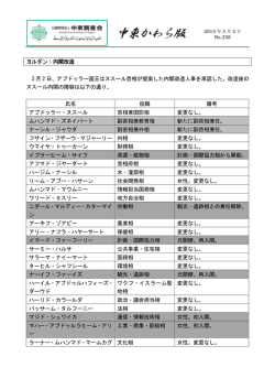 No.258 ヨルダン：内閣改造
