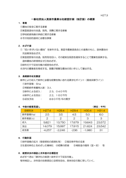 一般社団法人箕面市農業公社経営計画（改訂版）の概要