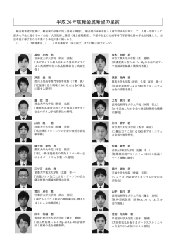 平成26年度軽金属希望の星賞 受賞者紹介
