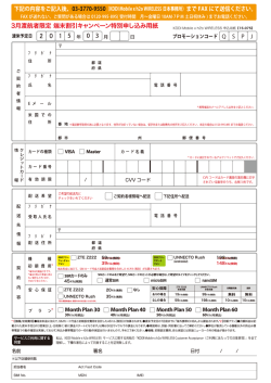 3月渡航者限定 端末割引キャンペーン特別申し込み用紙