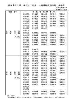 福井県立大学 平成27年度 一般選抜前期日程 合格者